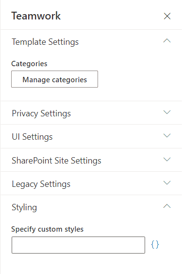 web part settings / Styling