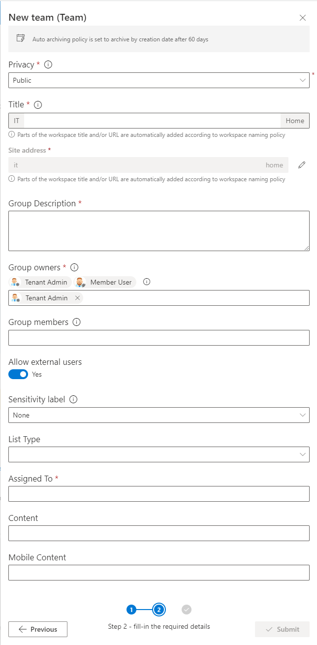 Order new workspace metadata