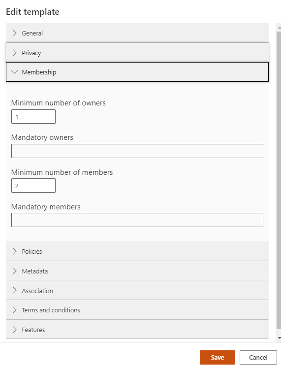 Membership settings