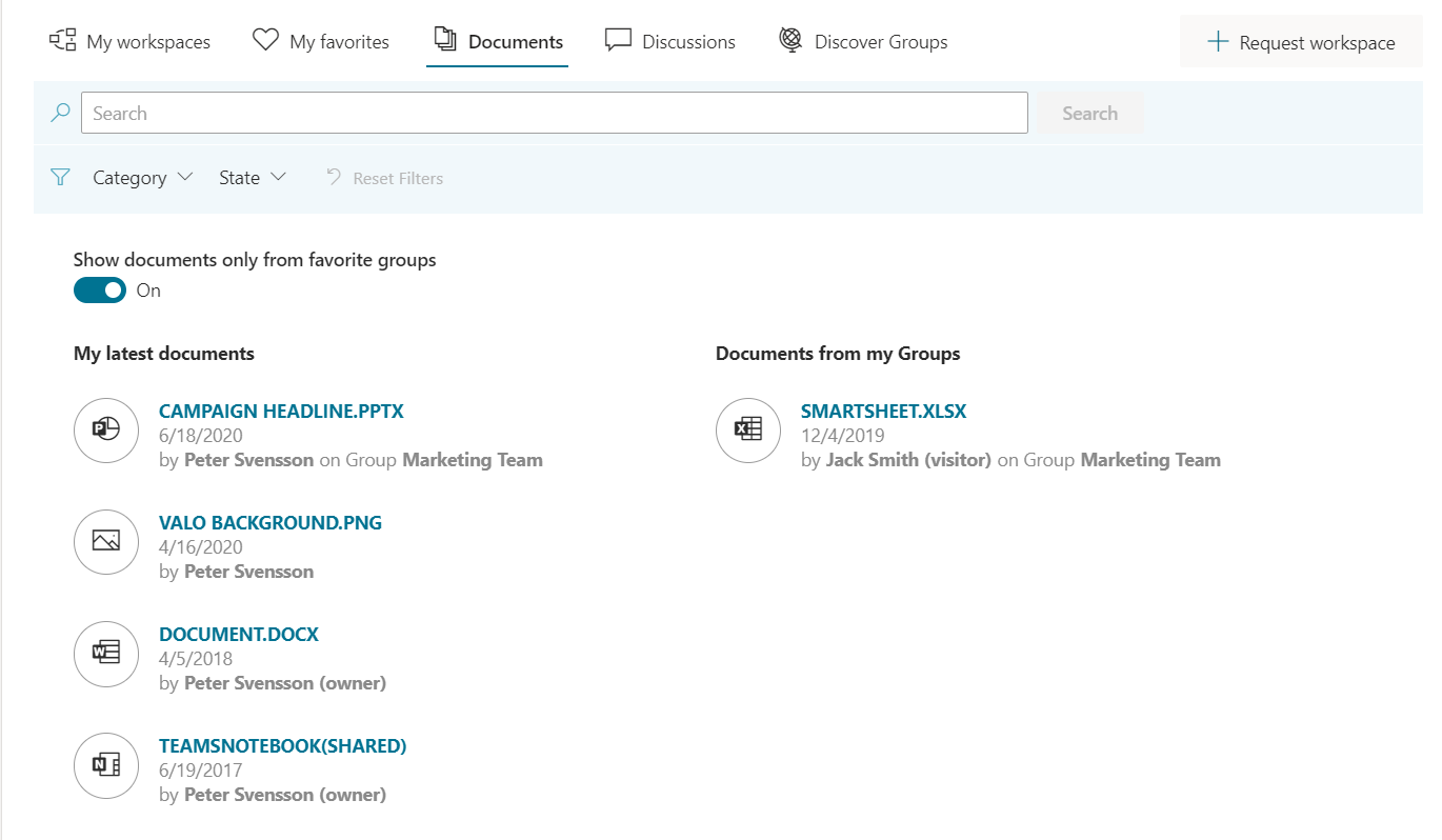 Documents view