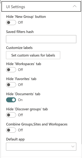 Teamwork Webpart settings UI